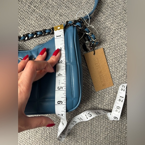 Steve Madden Quilted Chain Strap Shoulder Bag Blue – Brand New with Tags - Picture 6 of 7